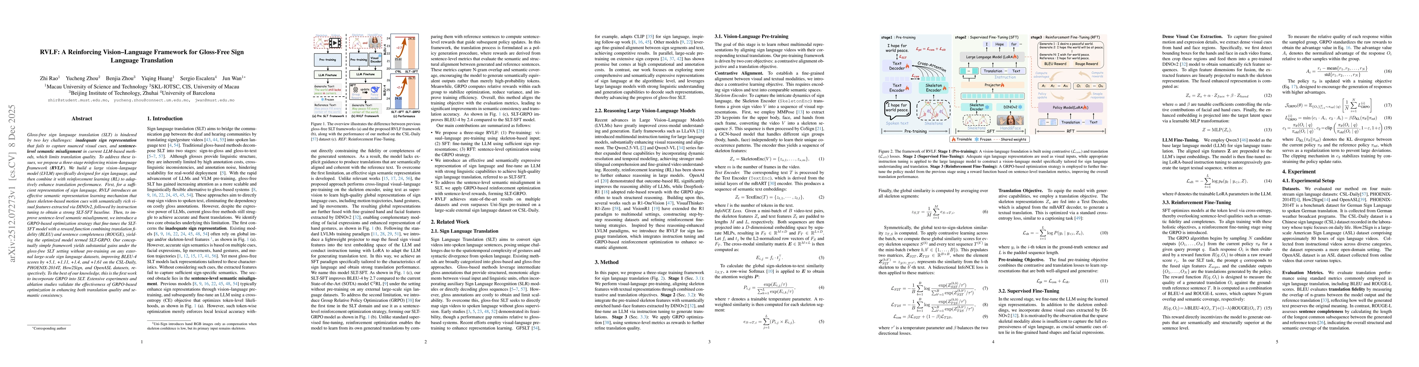 Thumbnail for RVLF: A Reinforcing Vision-Language Framework for Gloss-Free Sign Language Translation