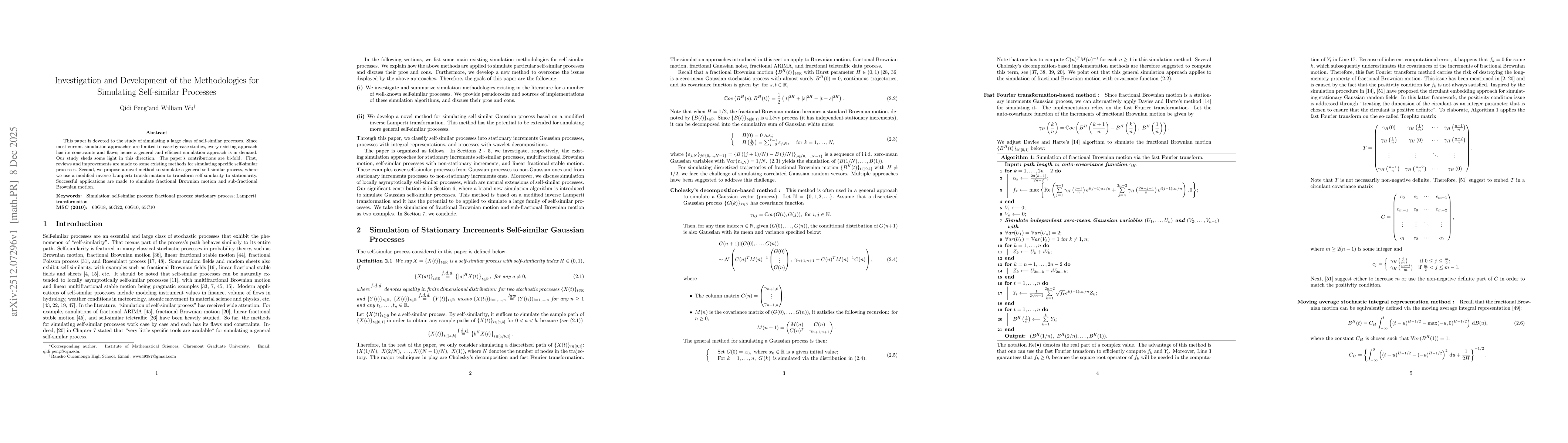 Thumbnail for Investigation and Development of the Methodologies for Simulating Self-similar Processes