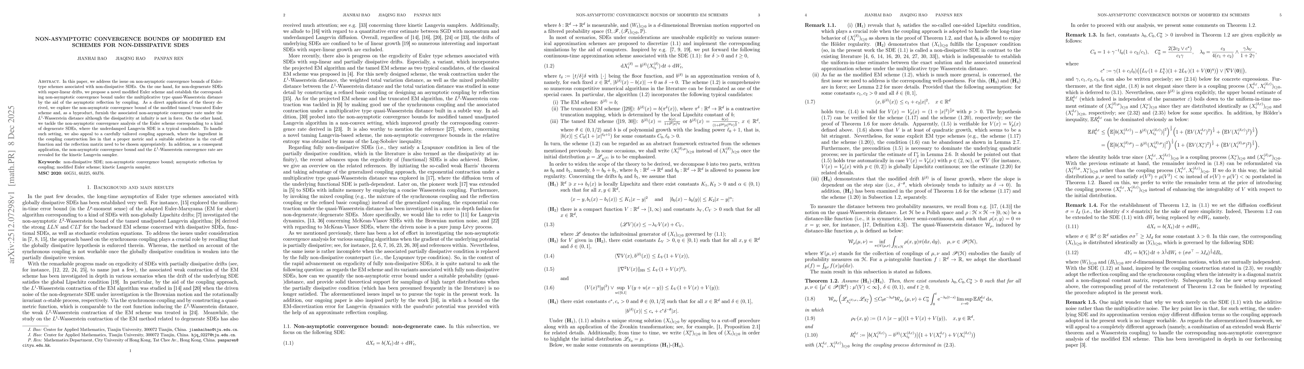 Thumbnail for Non-asymptotic convergence bounds of modified EM schemes for non-dissipative SDEs