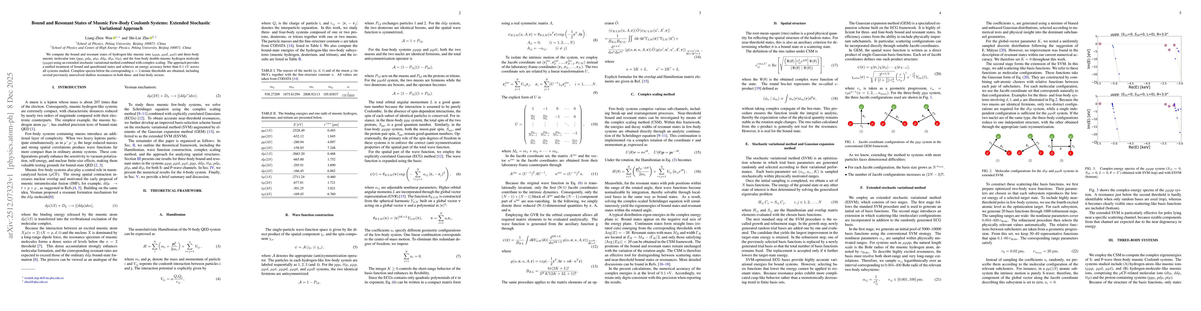 Thumbnail for Bound and Resonant States of Muonic Few-Body Coulomb Systems: Extended Stochastic Variational Approach