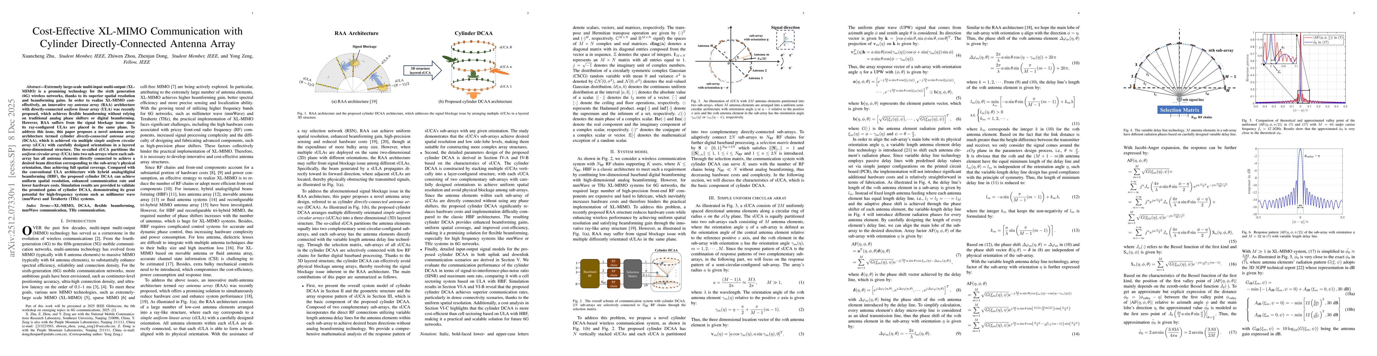 Thumbnail for Cost-Effective XL-MIMO Communication with Cylinder Directly-Connected Antenna Array