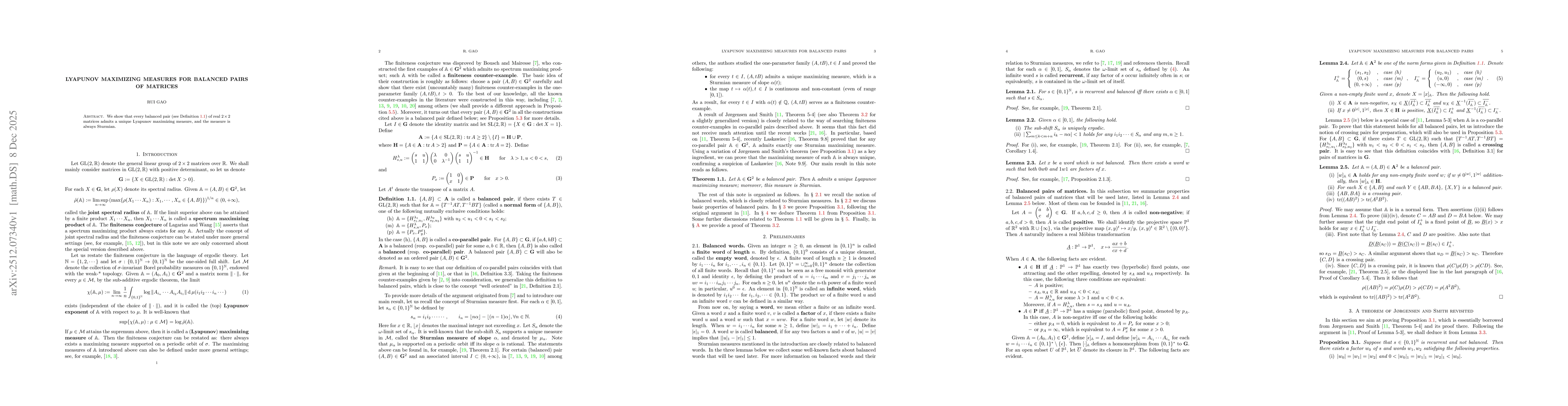 Thumbnail for Lyapunov maximizing measures for balanced pairs of matrices