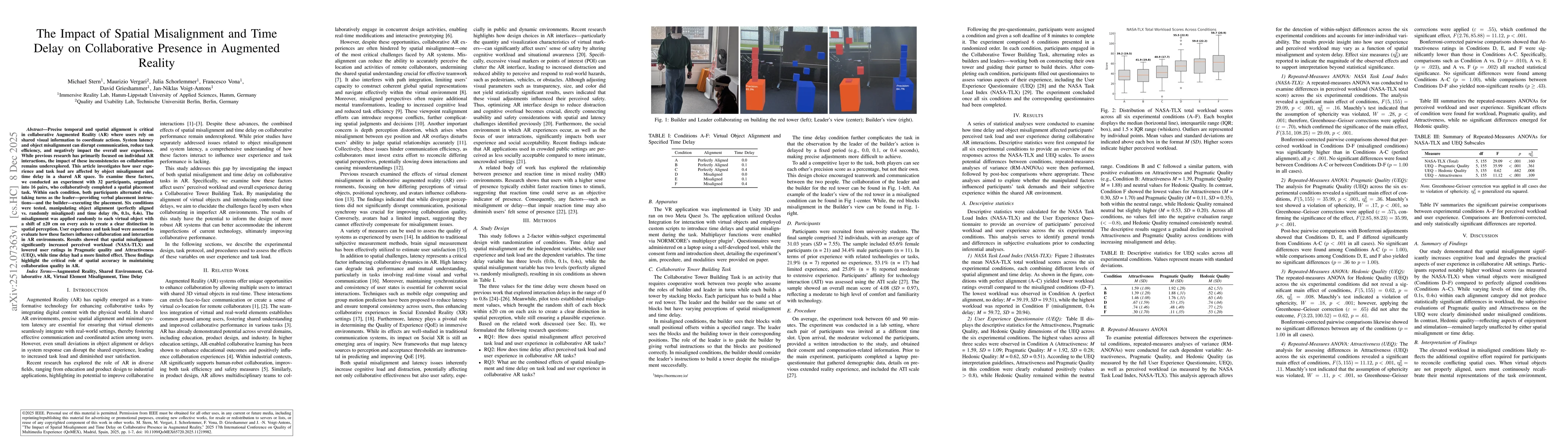 Thumbnail for The Impact of Spatial Misalignment and Time Delay on Collaborative Presence in Augmented Reality