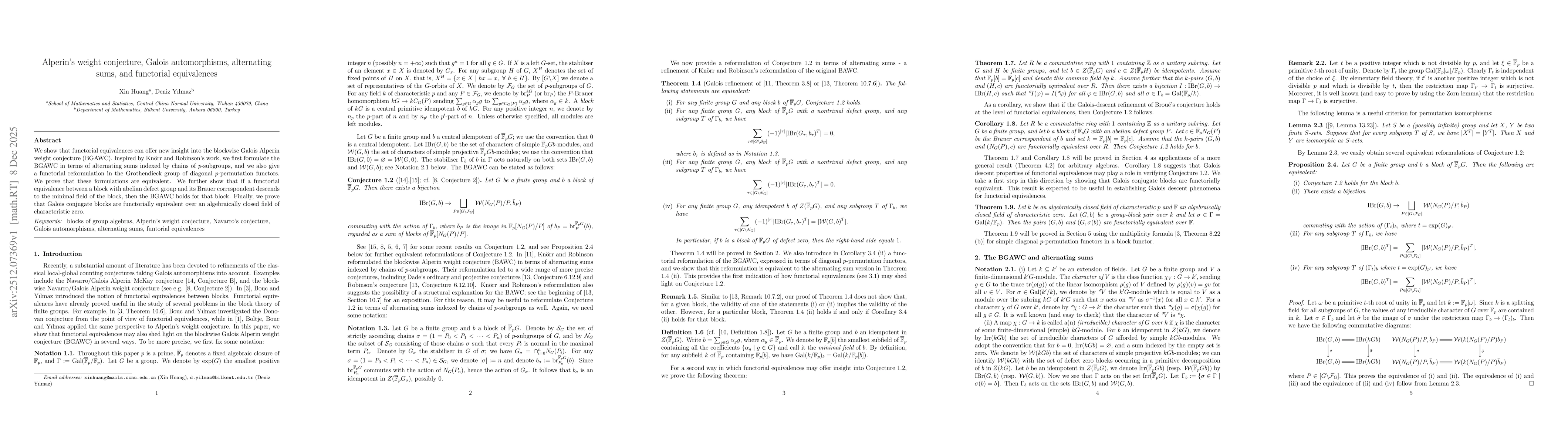 Thumbnail for Alperin's weight conjecture, Galois automorphisms, alternating sums, and functorial equivalences