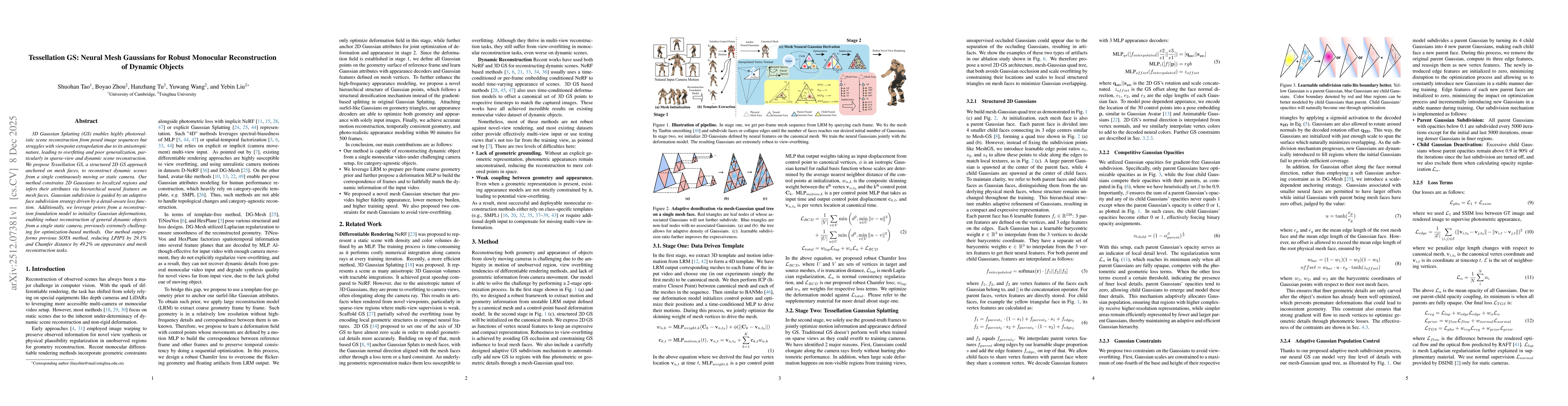 Thumbnail for Tessellation GS: Neural Mesh Gaussians for Robust Monocular Reconstruction of Dynamic Objects