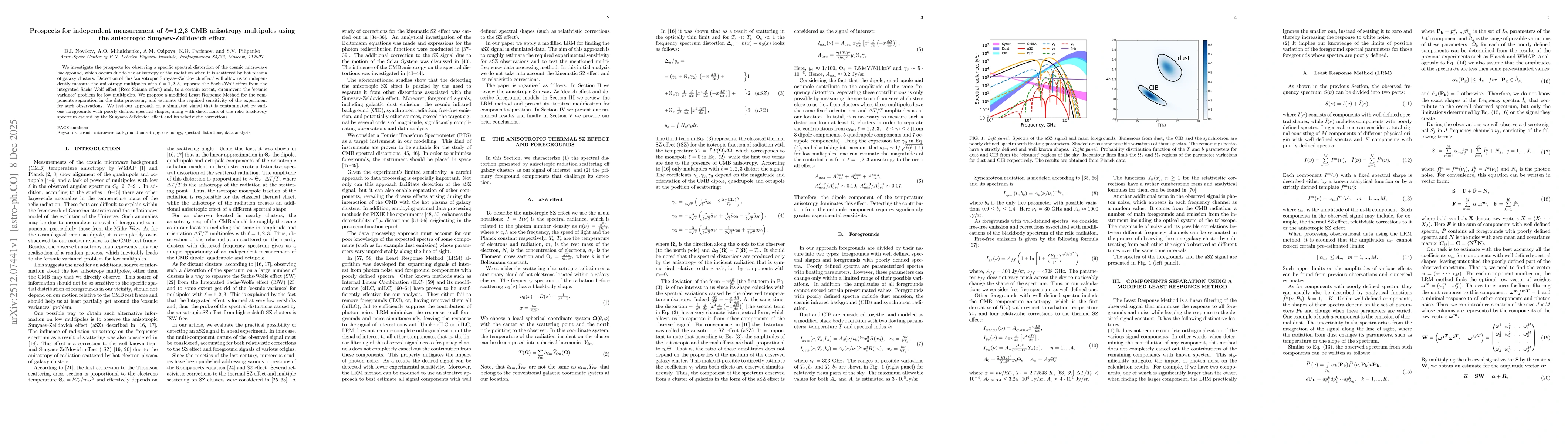 Thumbnail for Prospects for independent measurement of $\boldsymbol{\ell}$=1,2,3 CMB anisotropy multipoles using the anisotropic Sunyaev-Zel'dovich effect