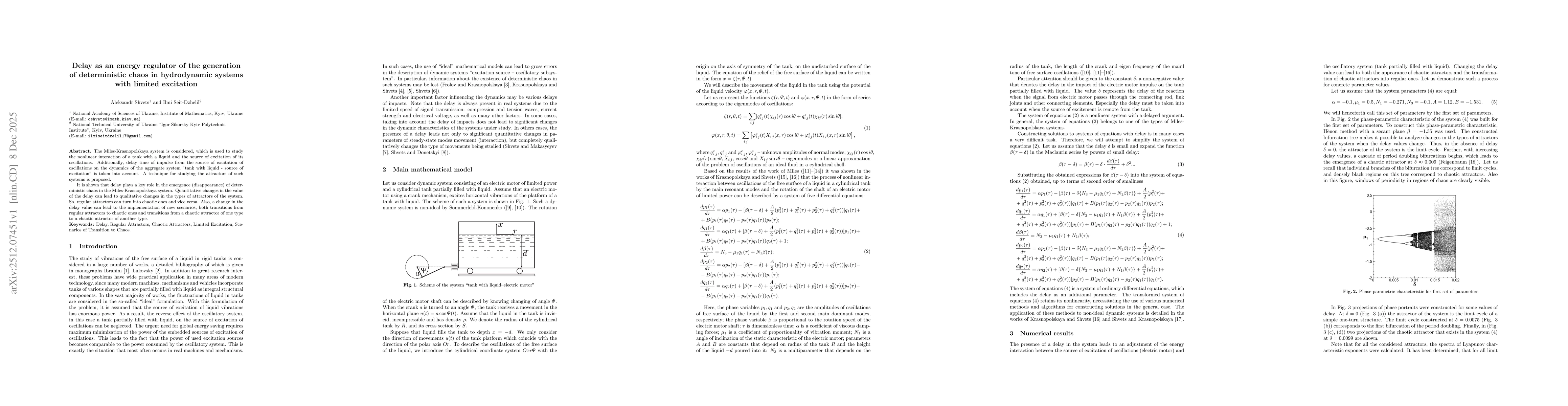 Thumbnail for Delay as an energy regulator of the generation of deterministic chaos in hydrodynamic systems with limited excitation