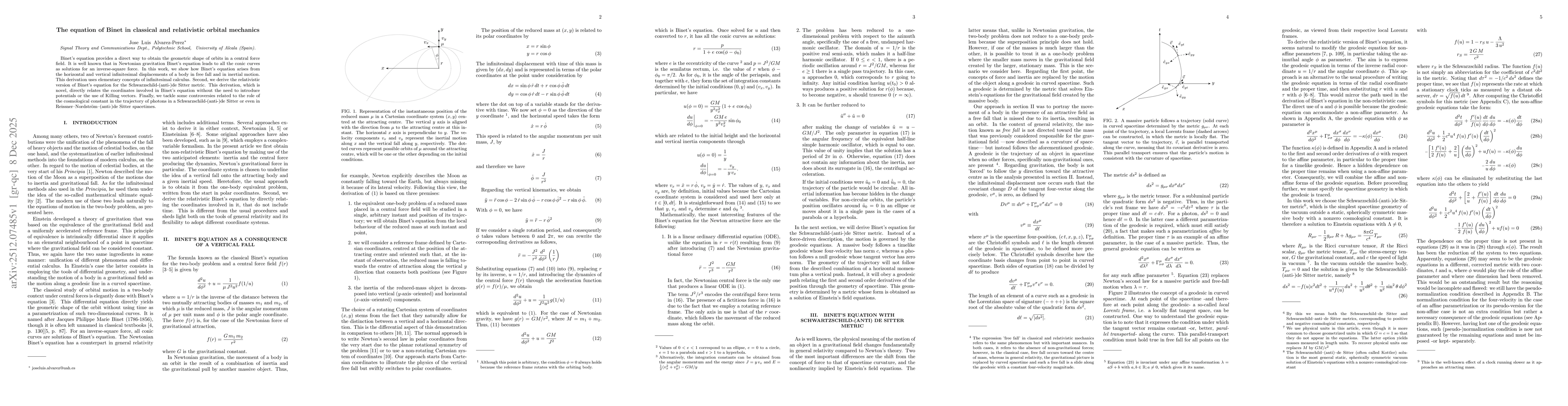 Thumbnail for The equation of Binet in classical and relativistic orbital mechanics