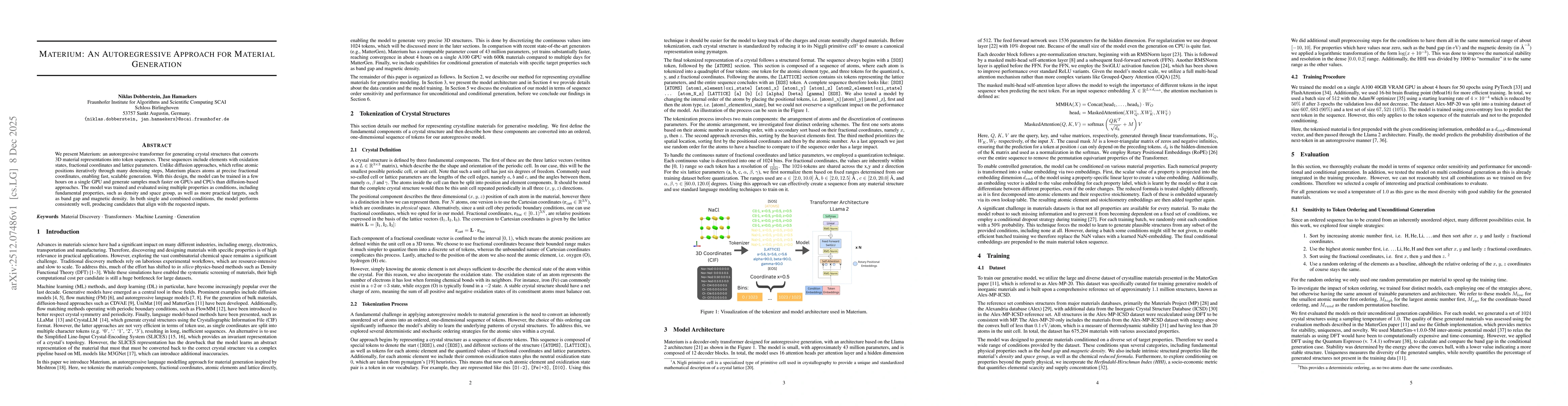 Thumbnail for Materium: An Autoregressive Approach for Material Generation