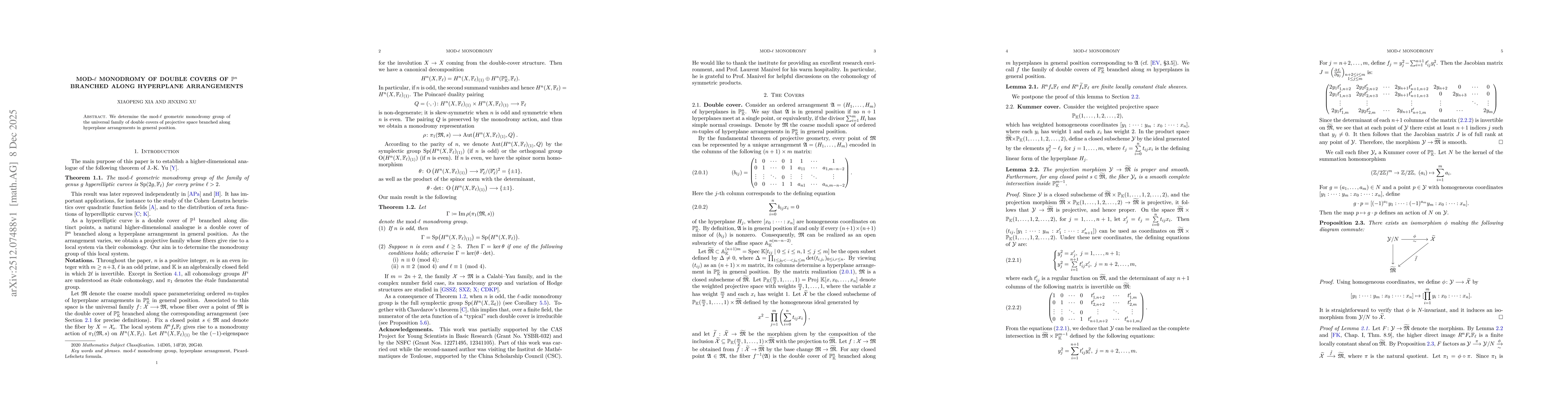 Thumbnail for Mod-$\ell$ monodromy of double covers of $\mathbb{P}^n$ branched along hyperplane arrangements