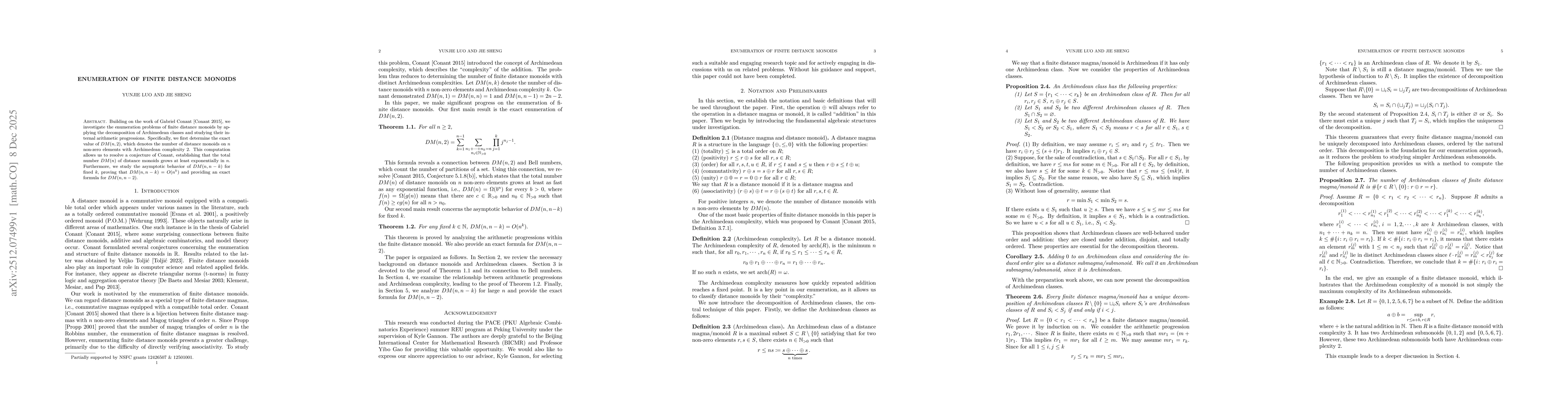 Thumbnail for Enumeration of Finite Distance Monoids