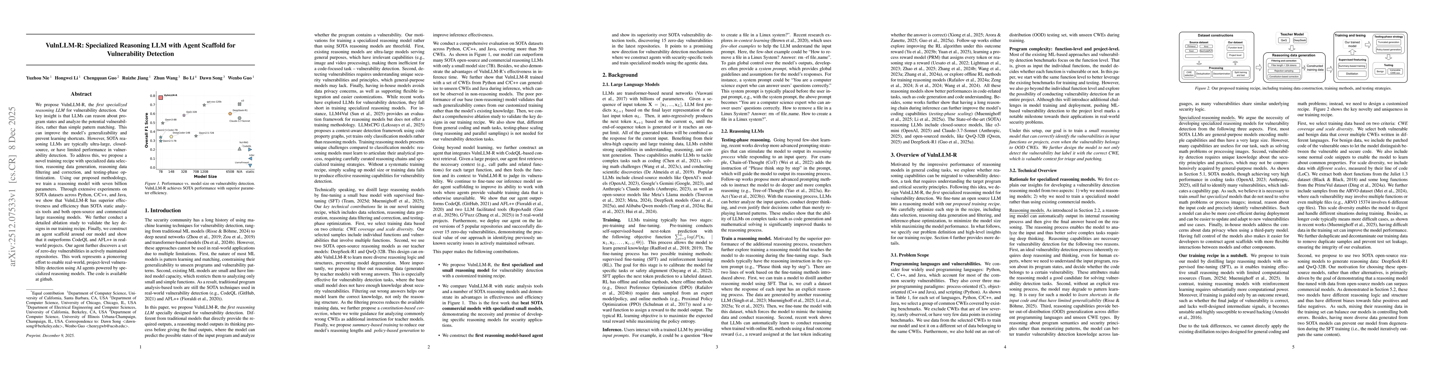 Thumbnail for VulnLLM-R: Specialized Reasoning LLM with Agent Scaffold for Vulnerability Detection