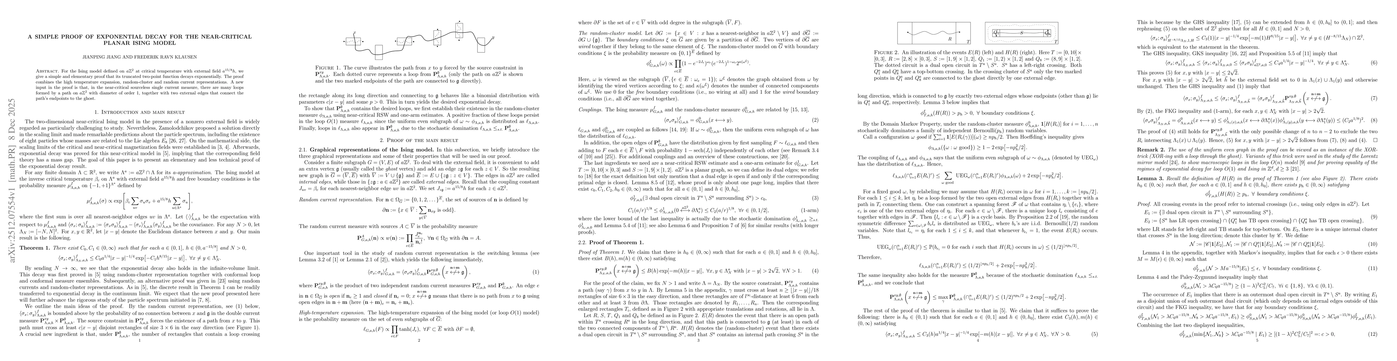 Thumbnail for A simple proof of exponential decay for the near-critical planar Ising model