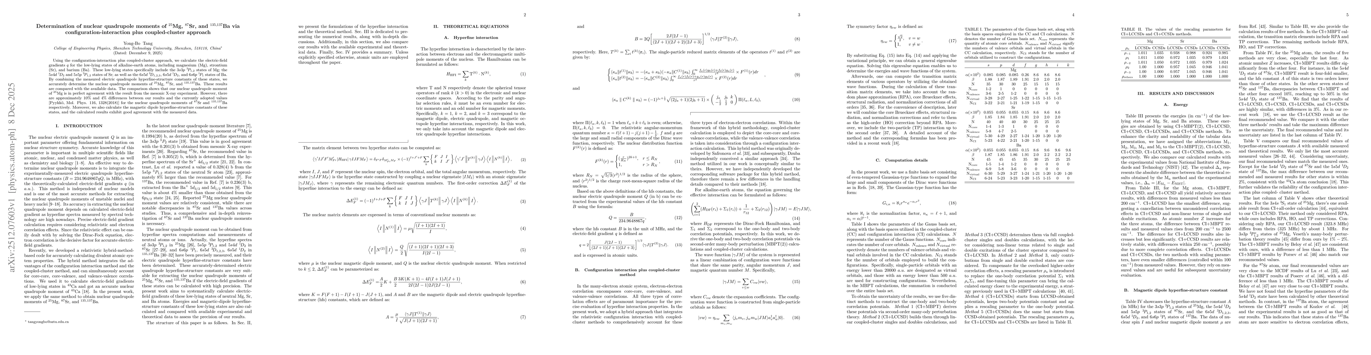 Thumbnail for Determination of nuclear quadrupole moments of $^{25}$Mg, $^{87}$Sr, and $^{135,137}$Ba via configuration-interaction plus coupled-cluster approach