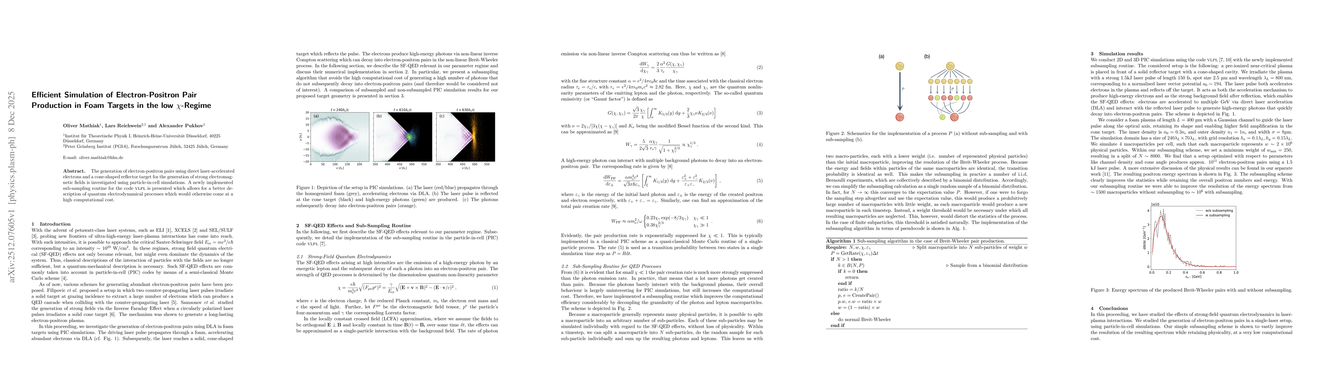 Thumbnail for Efficient Simulation of Electron-Positron Pair Production in Foam Targets in the low χ-Regime