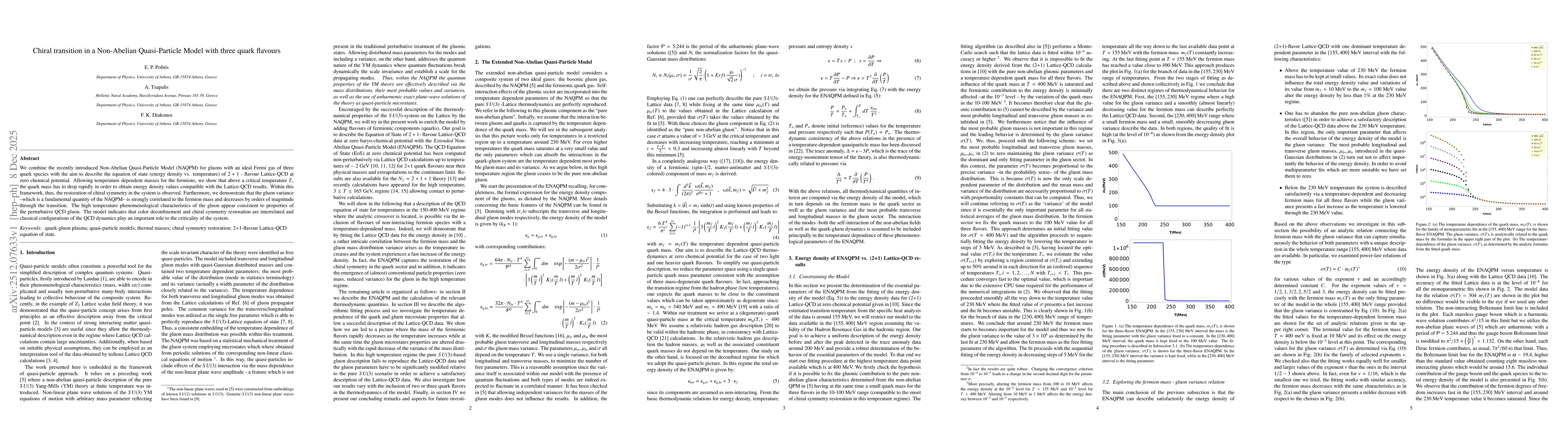 Thumbnail for Chiral transition in a Non-Abelian Quasi-Particle Model with three quark flavours