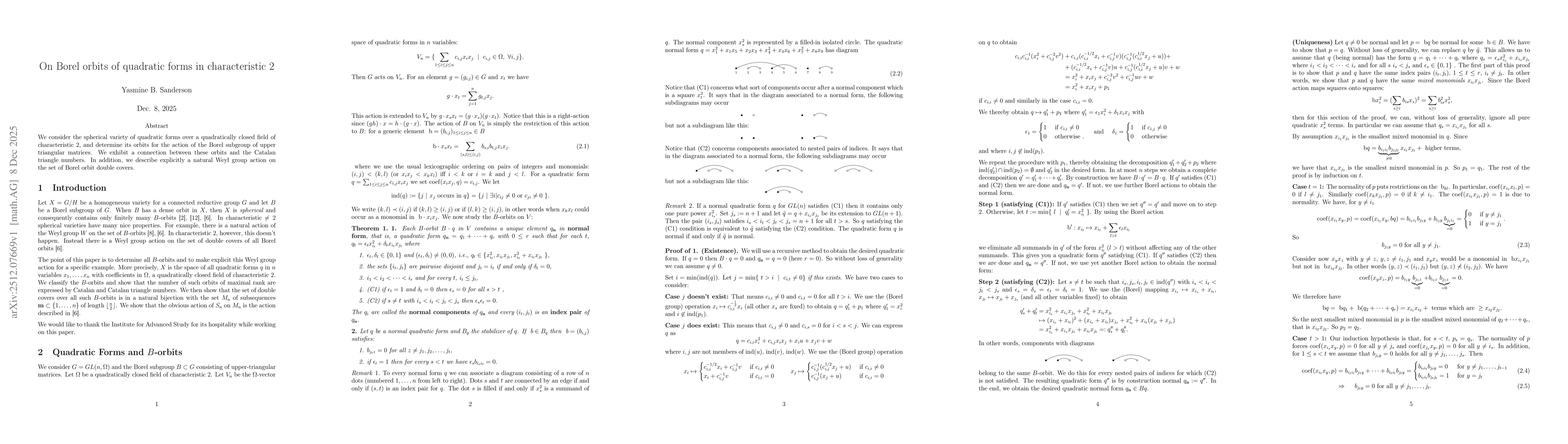 Thumbnail for On Borel orbits of quadratic forms in characteristic 2