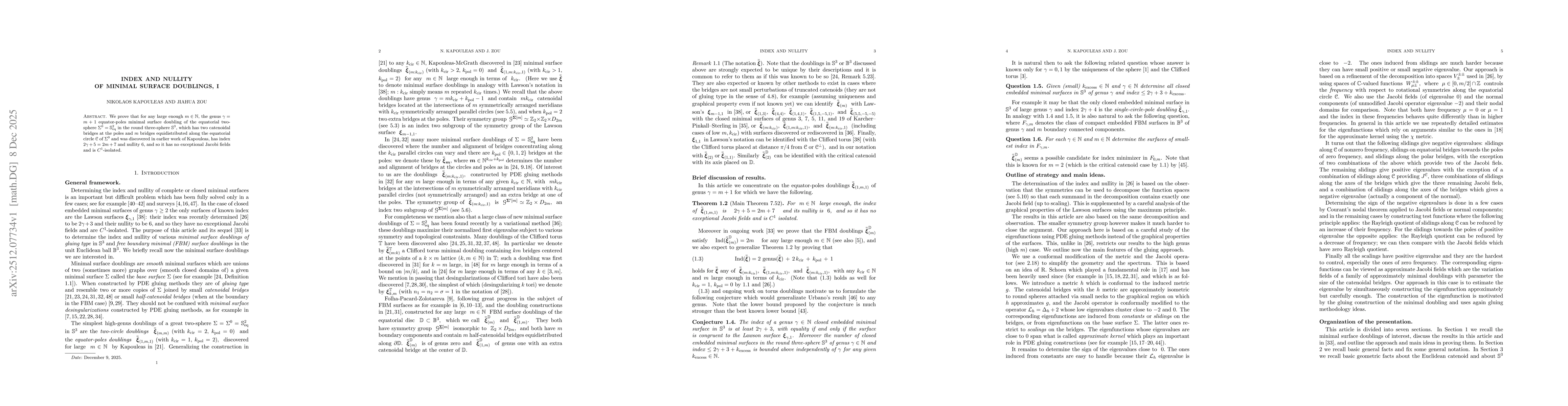 Thumbnail for Index and nullity of minimal surface doublings, I