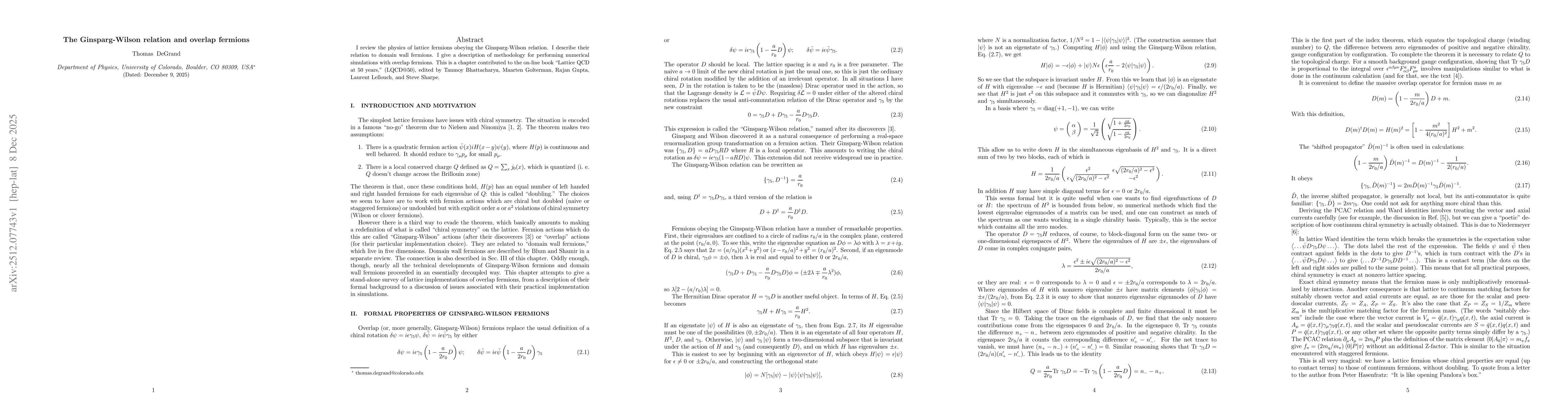 Thumbnail for The Ginsparg-Wilson relation and overlap fermions