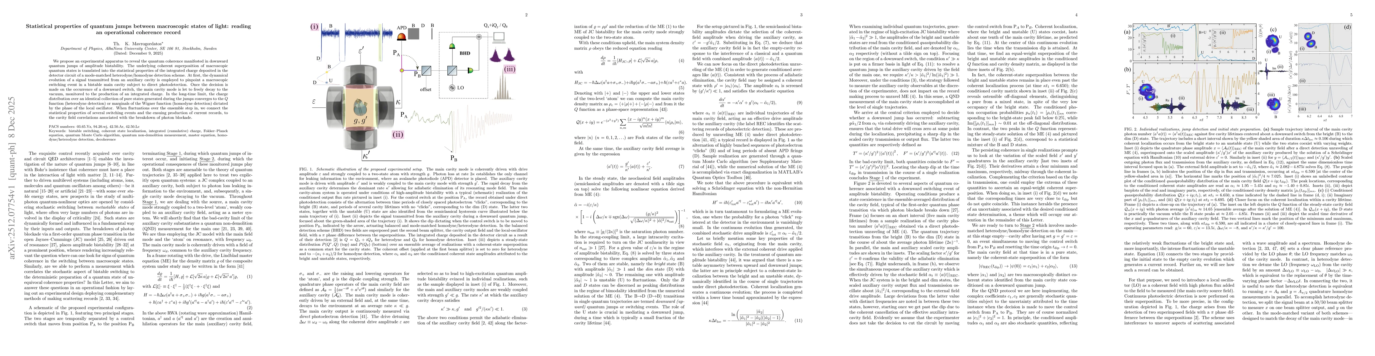 Thumbnail for Statistical properties of quantum jumps between macroscopic states of light: reading an operational coherence record
