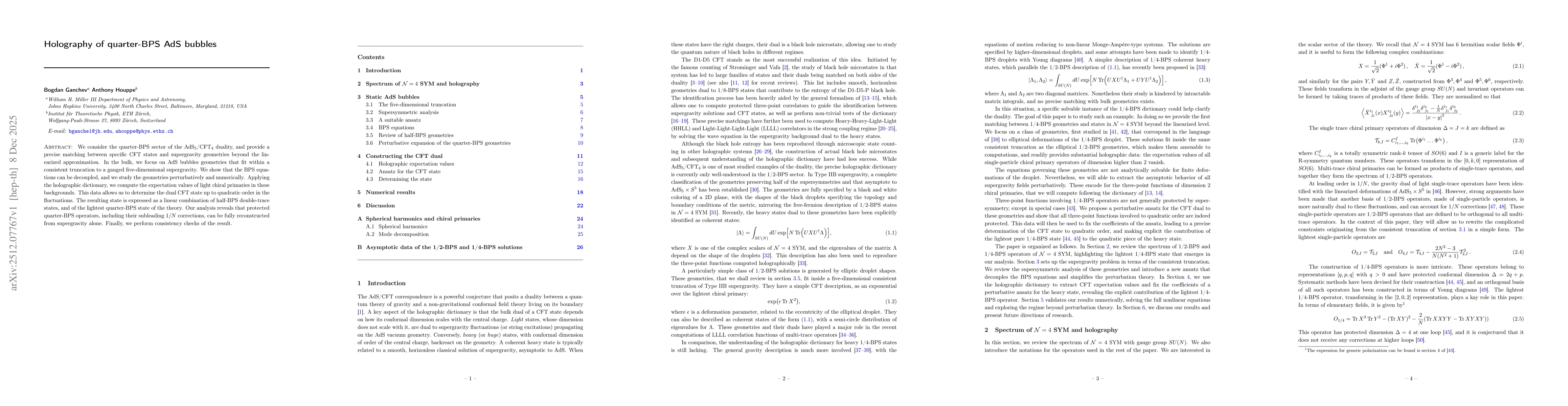 Thumbnail for Holography of quarter-BPS AdS bubbles