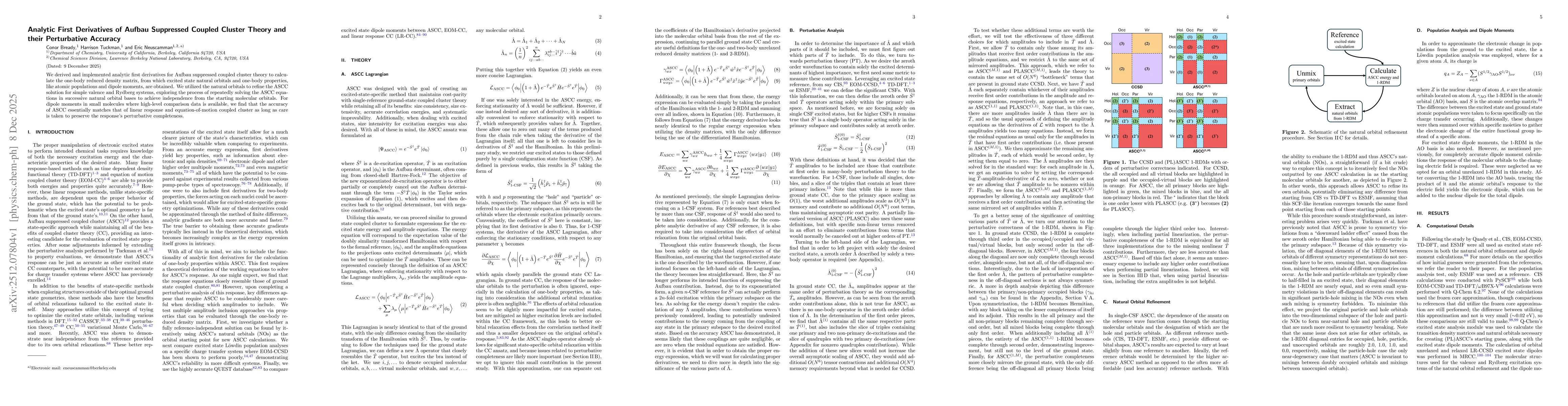 Thumbnail for Analytic First Derivatives of Aufbau Suppressed Coupled Cluster Theory and their Perturbative Accuracy
