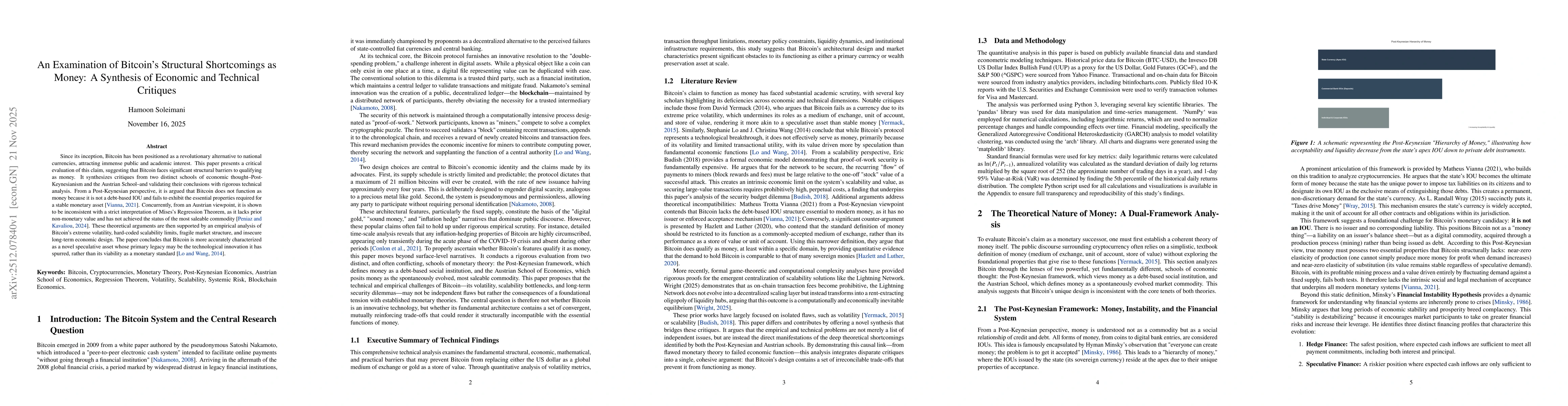 Thumbnail for An Examination of Bitcoin's Structural Shortcomings as Money: A Synthesis of Economic and Technical Critiques