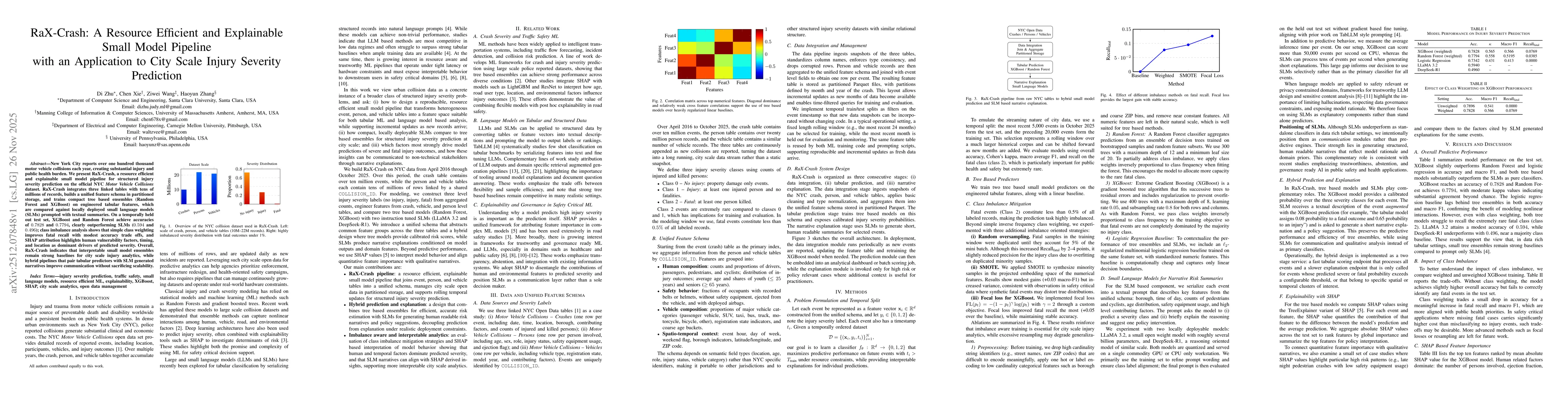 Thumbnail for RaX-Crash: A Resource Efficient and Explainable Small Model Pipeline with an Application to City Scale Injury Severity Prediction