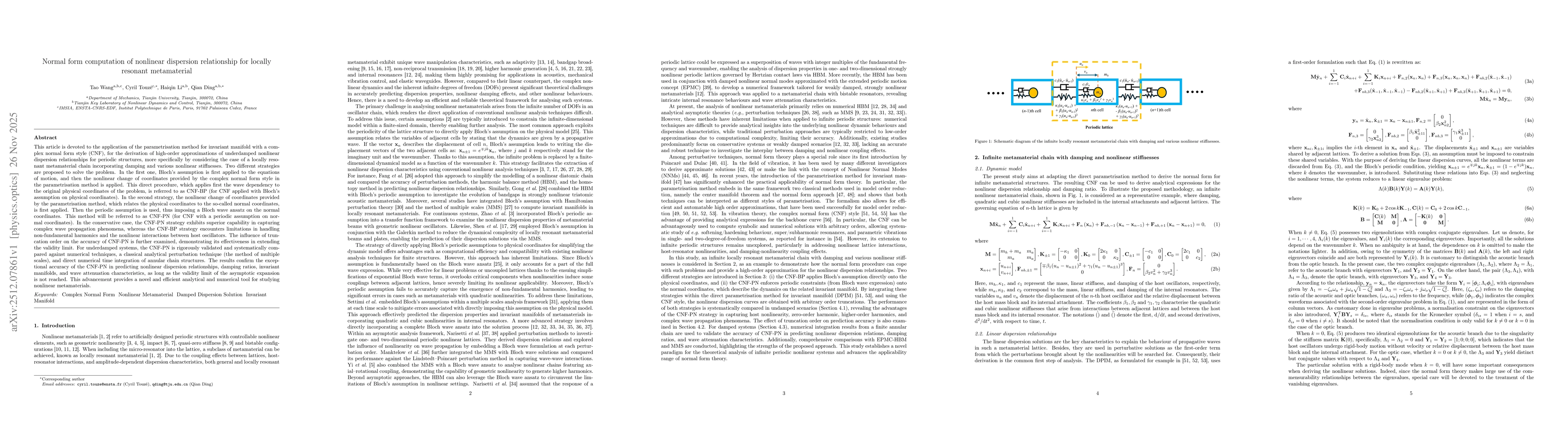 Thumbnail for Normal form computation of nonlinear dispersion relationship for locally resonant metamaterial
