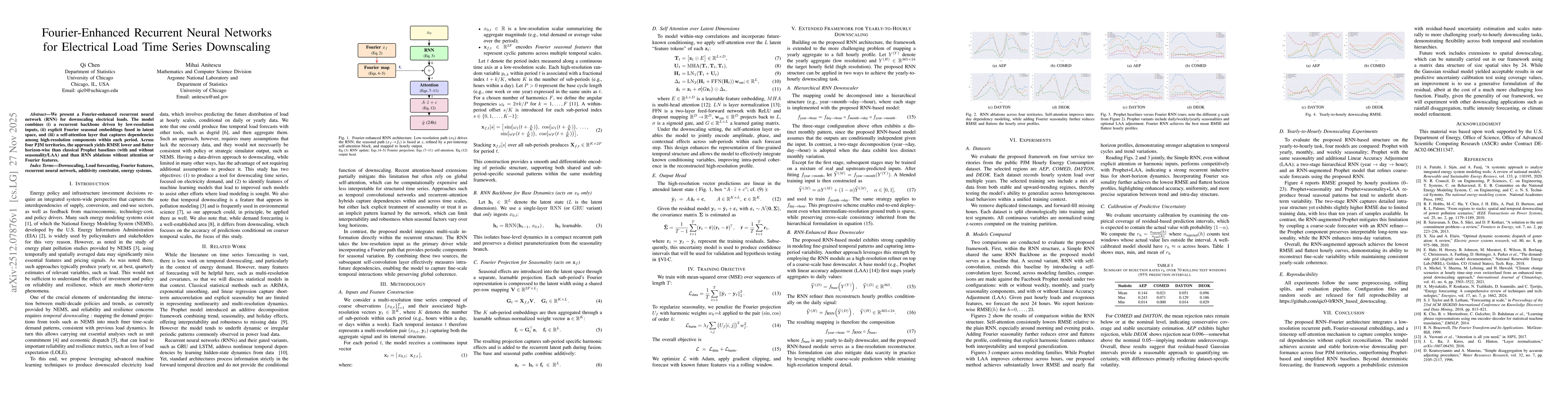 Thumbnail for Fourier-Enhanced Recurrent Neural Networks for Electrical Load Time Series Downscaling