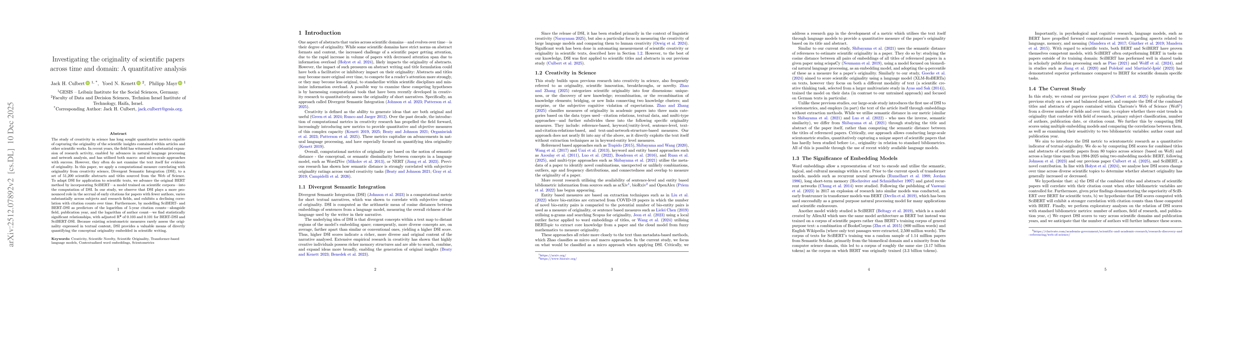 Thumbnail for Investigating the originality of scientific papers across time and domain: A quantitative analysis