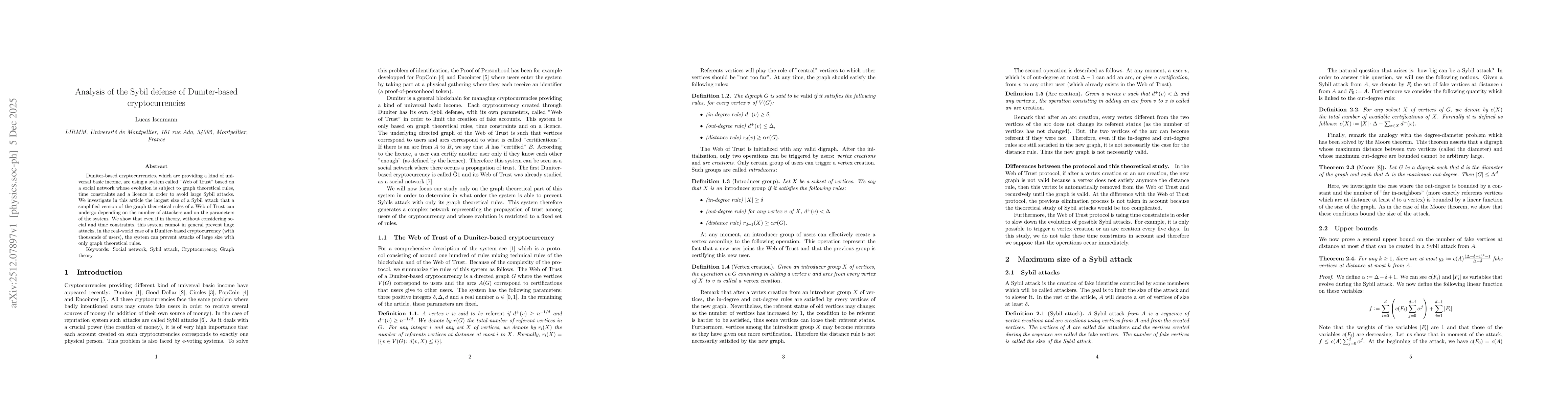 Thumbnail for Analysis of the Sybil defense of Duniter-based cryptocurrencies
