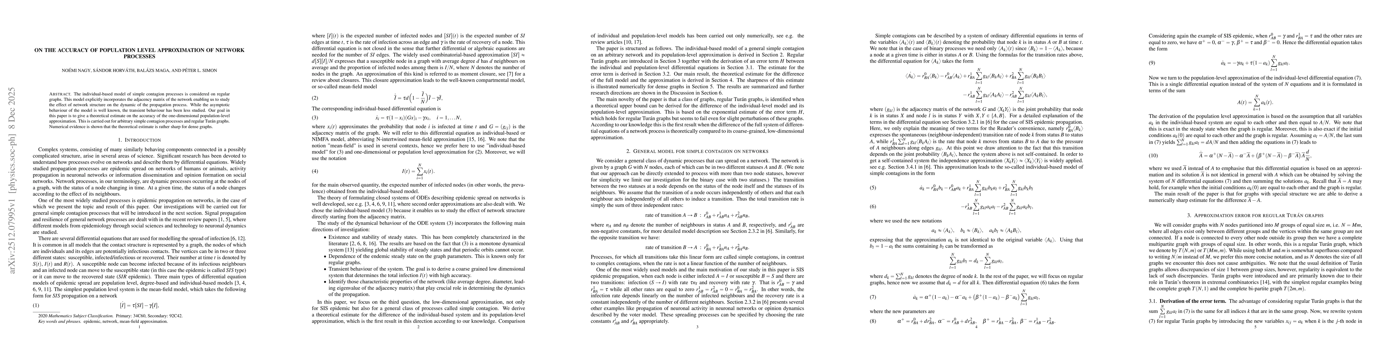 Thumbnail for On the accuracy of population level approximation of network processes
