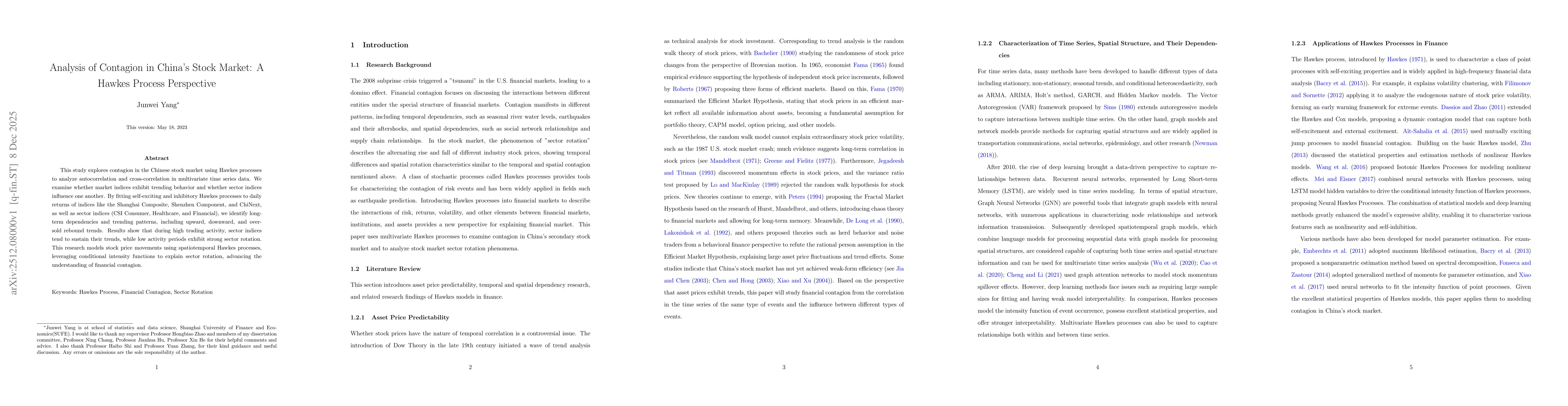 Thumbnail for Analysis of Contagion in China's Stock Market: A Hawkes Process Perspective