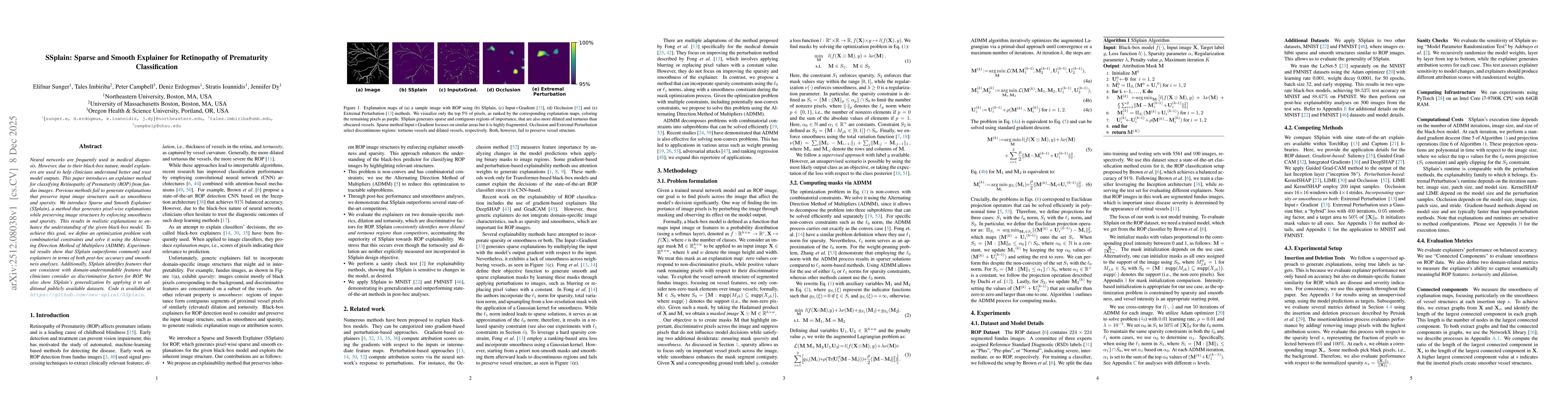 Thumbnail for SSplain: Sparse and Smooth Explainer for Retinopathy of Prematurity Classification