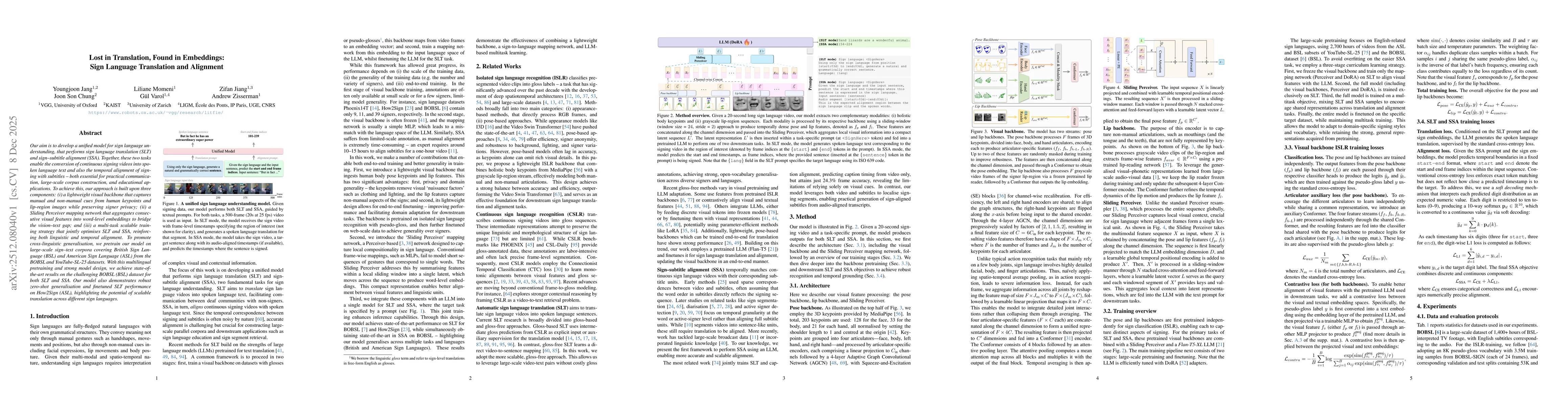Thumbnail for Lost in Translation, Found in Embeddings: Sign Language Translation and Alignment