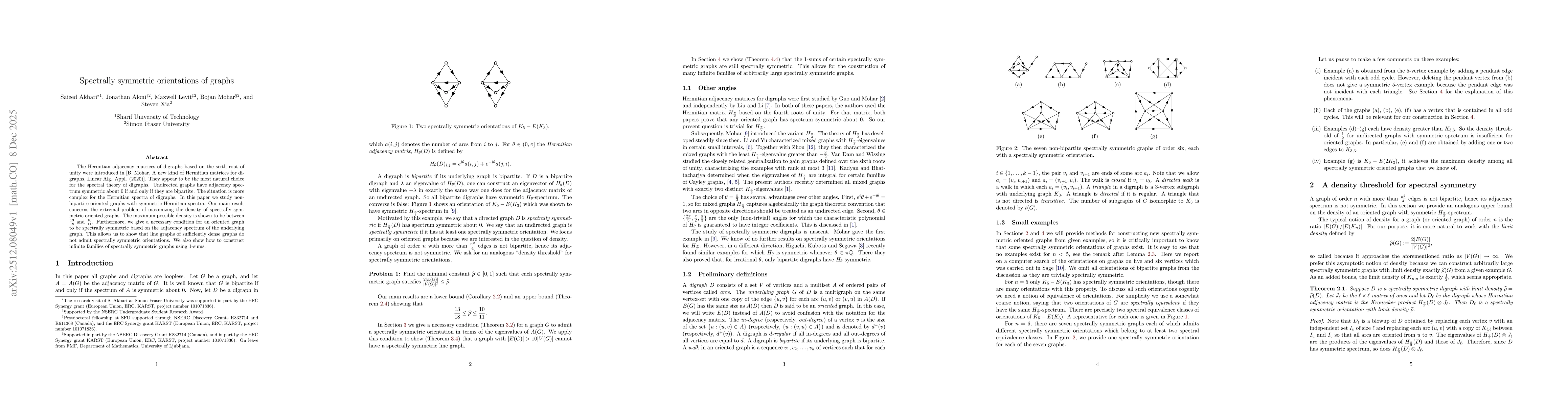 Thumbnail for Spectrally symmetric orientations of graphs