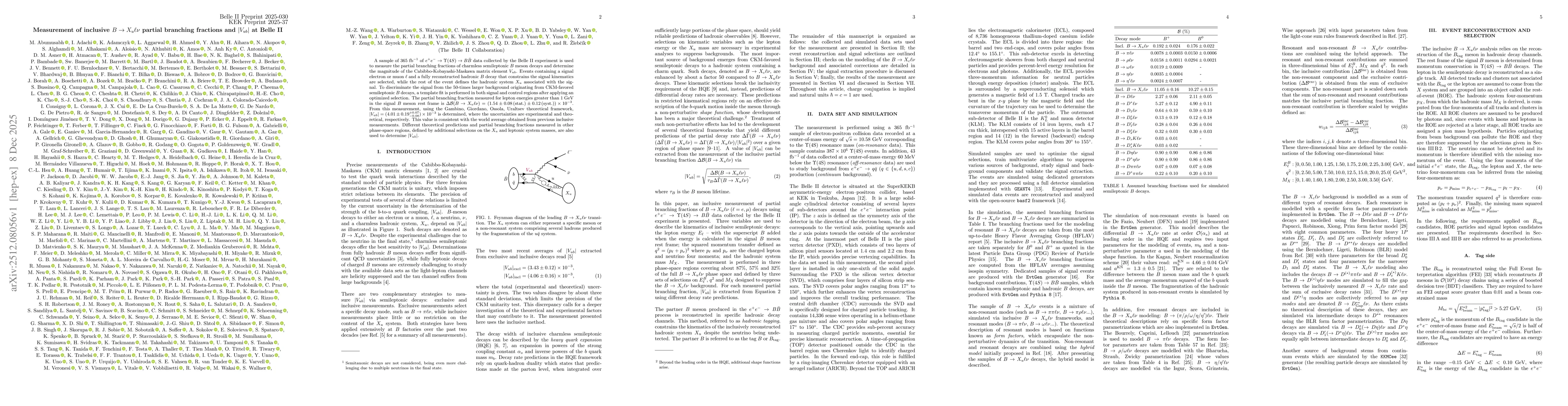 Thumbnail for Measurement of inclusive $B \to X_u \ell ν$ partial branching fractions and $|V_{ub}|$ at Belle II