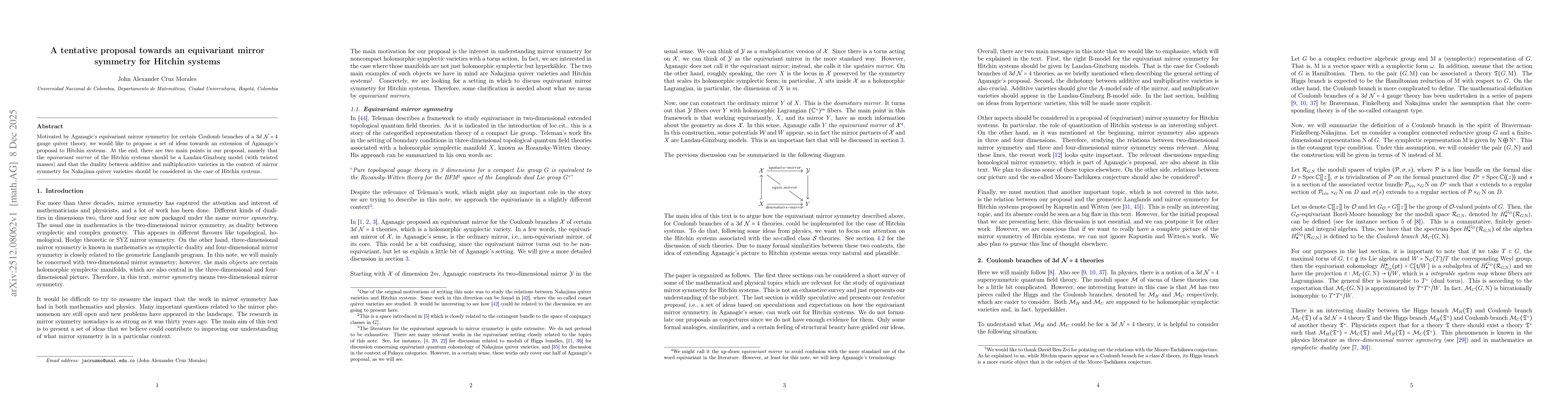 Thumbnail for A tentative proposal towards an equivariant mirror symmetry for Hitchin systems