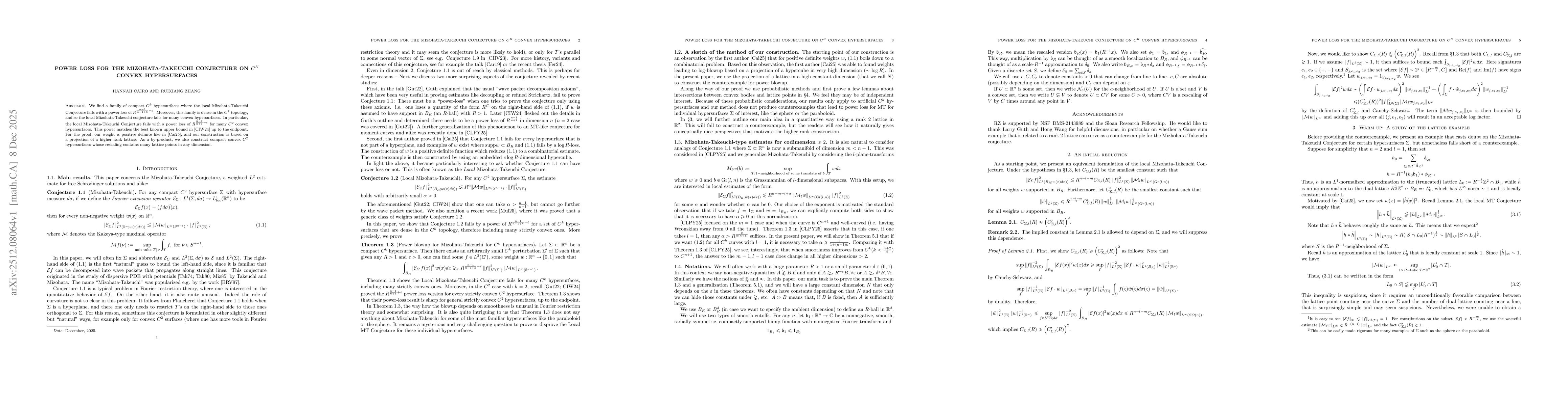 Thumbnail for Power loss for the Mizohata-Takeuchi conjecture on $C^k$ convex hypersurfaces