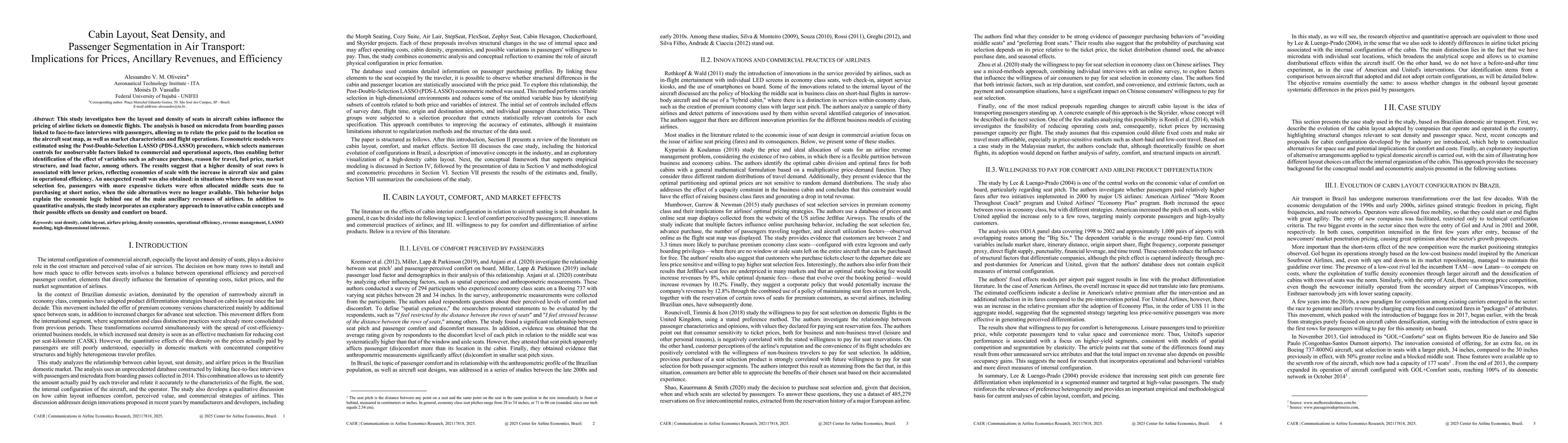 Thumbnail for Cabin Layout, Seat Density, and Passenger Segmentation in Air Transport: Implications for Prices, Ancillary Revenues, and Efficiency