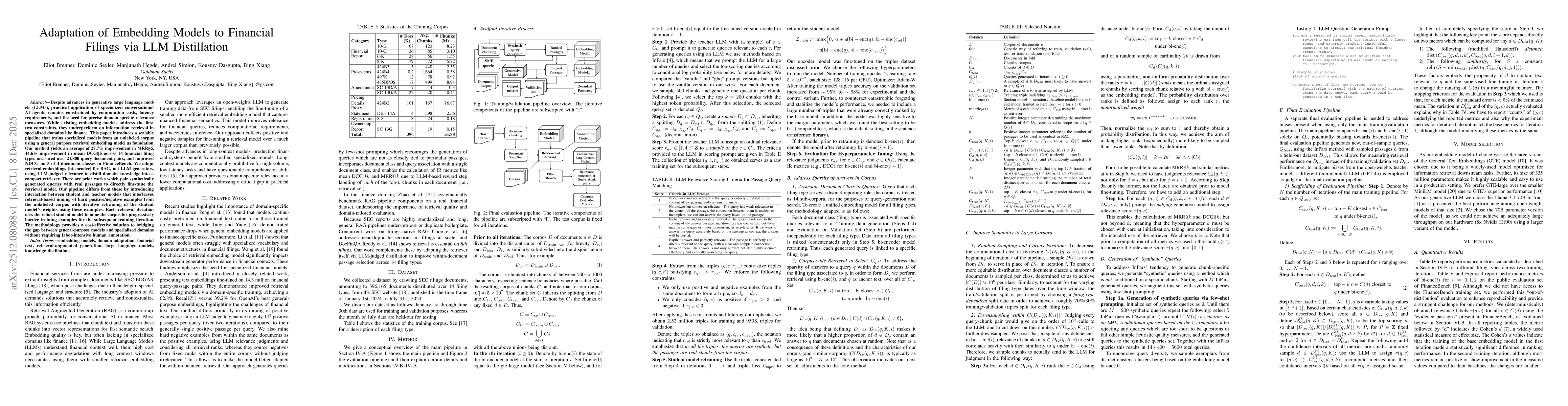 Thumbnail for Adaptation of Embedding Models to Financial Filings via LLM Distillation