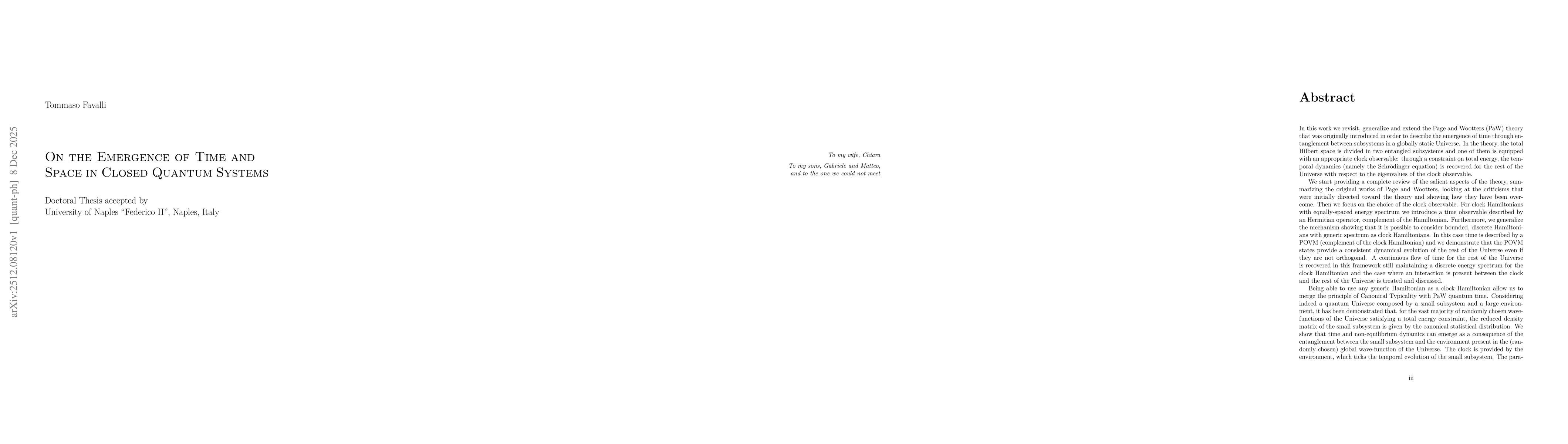 Thumbnail for On the Emergence of Time and Space in Closed Quantum Systems