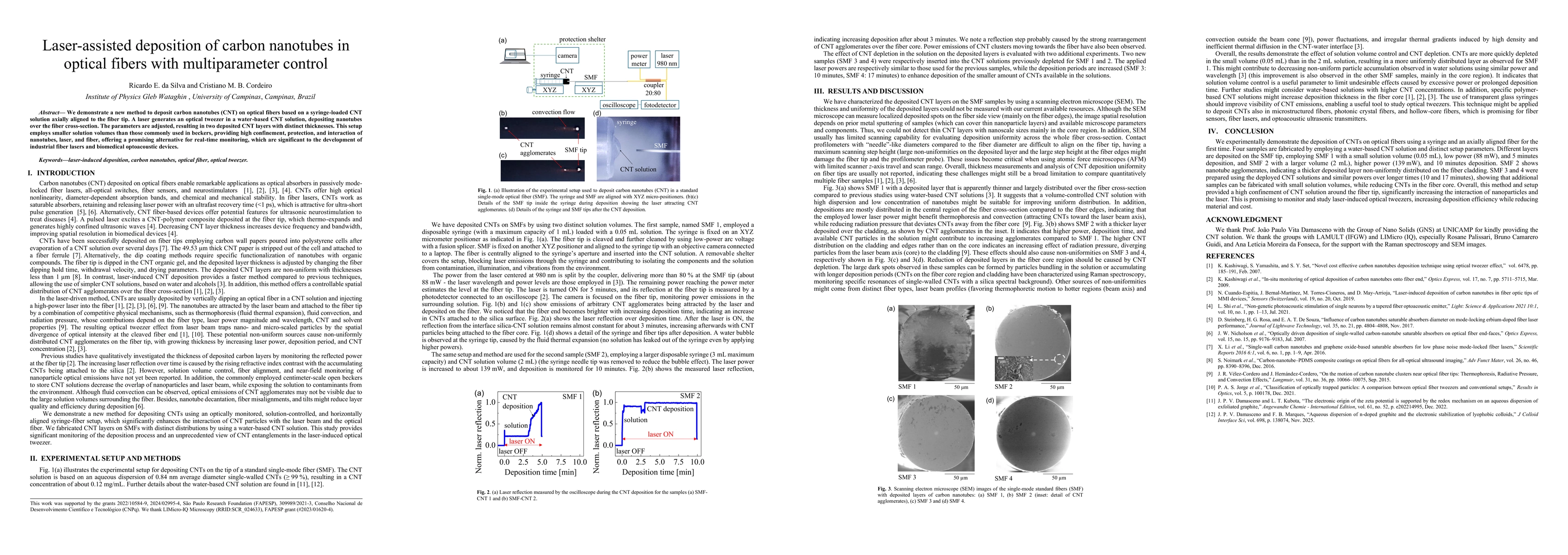 Thumbnail for Laser-assisted deposition of carbon nanotubes in optical fibers with multiparameter control