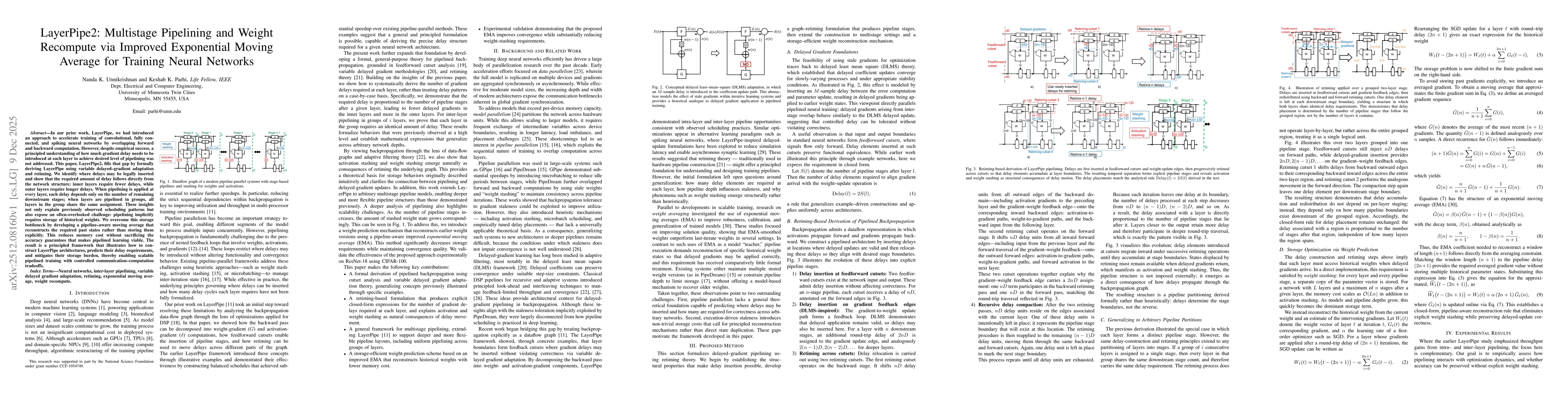 Thumbnail for LayerPipe2: Multistage Pipelining and Weight Recompute via Improved Exponential Moving Average for Training Neural Networks