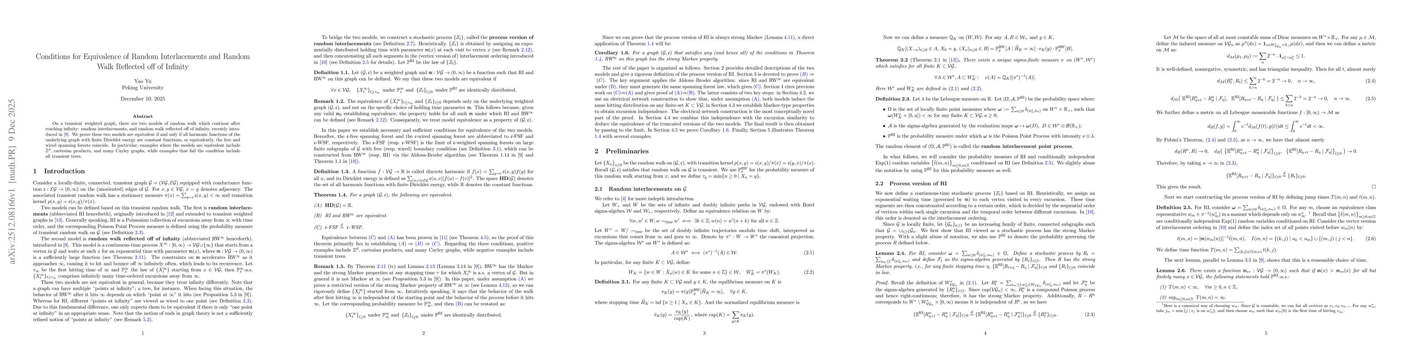 Thumbnail for Conditions for Equivalence of Random Interlacements and Random Walk Reflected off of Infinity