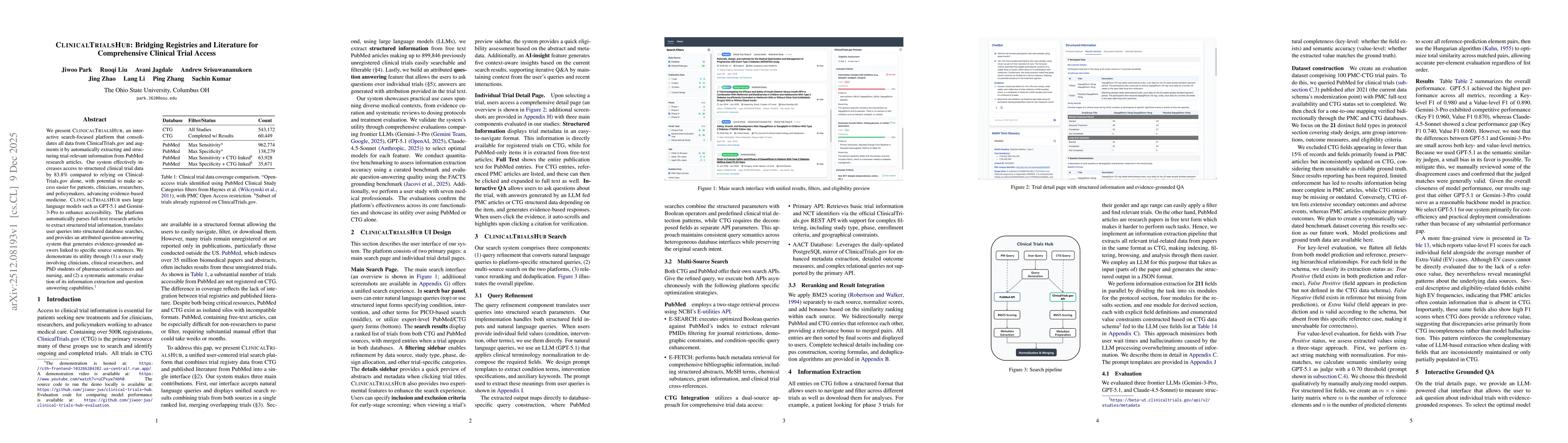 Thumbnail for ClinicalTrialsHub: Bridging Registries and Literature for Comprehensive Clinical Trial Access