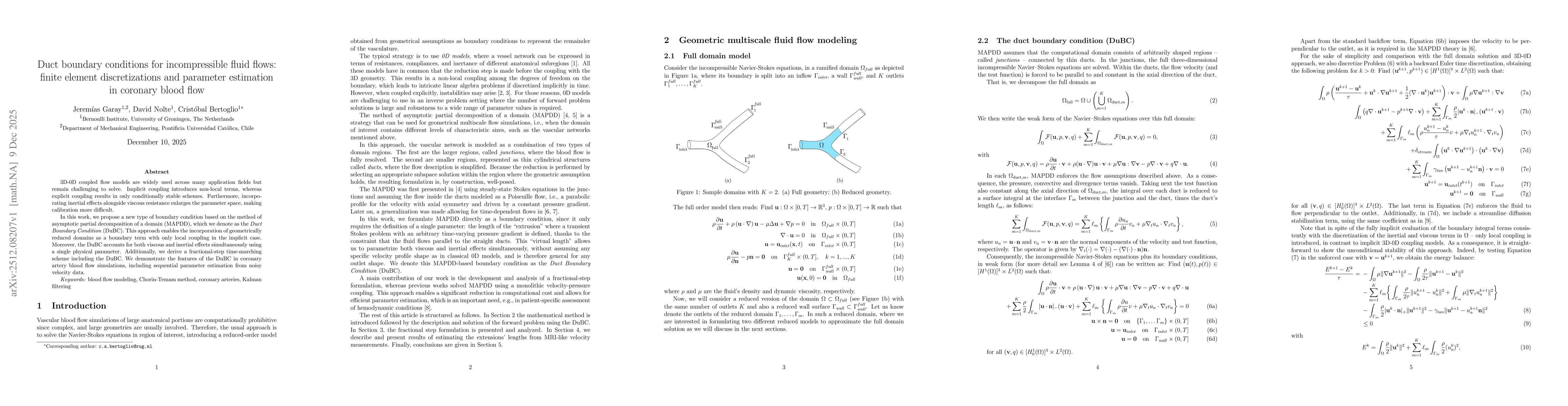 Thumbnail for Duct boundary conditions for incompressible fluid flows: finite element discretizations and parameter estimation in coronary blood flow