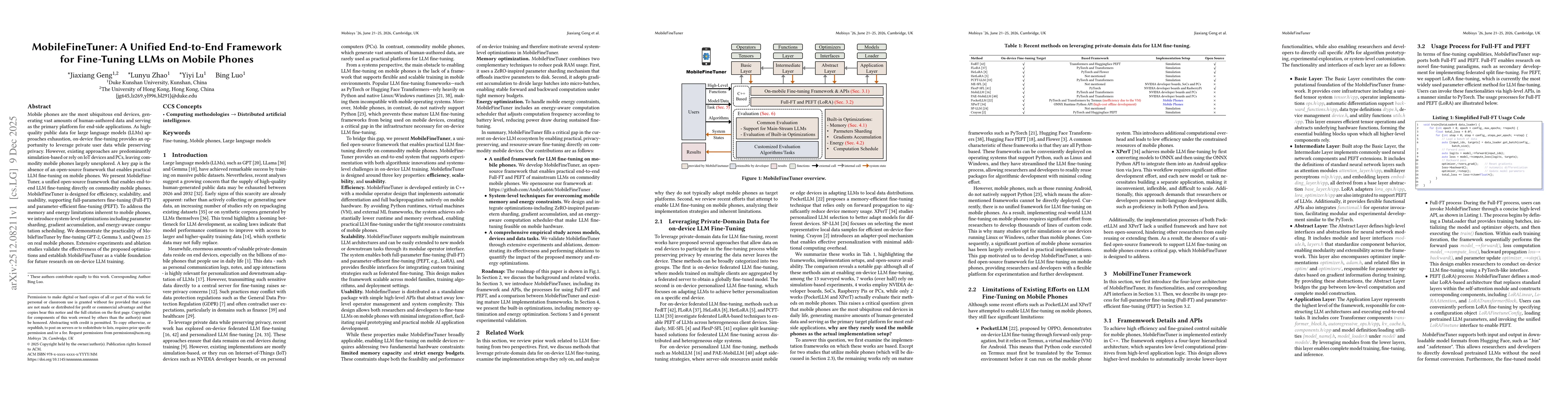Thumbnail for MobileFineTuner: A Unified End-to-End Framework for Fine-Tuning LLMs on Mobile Phones