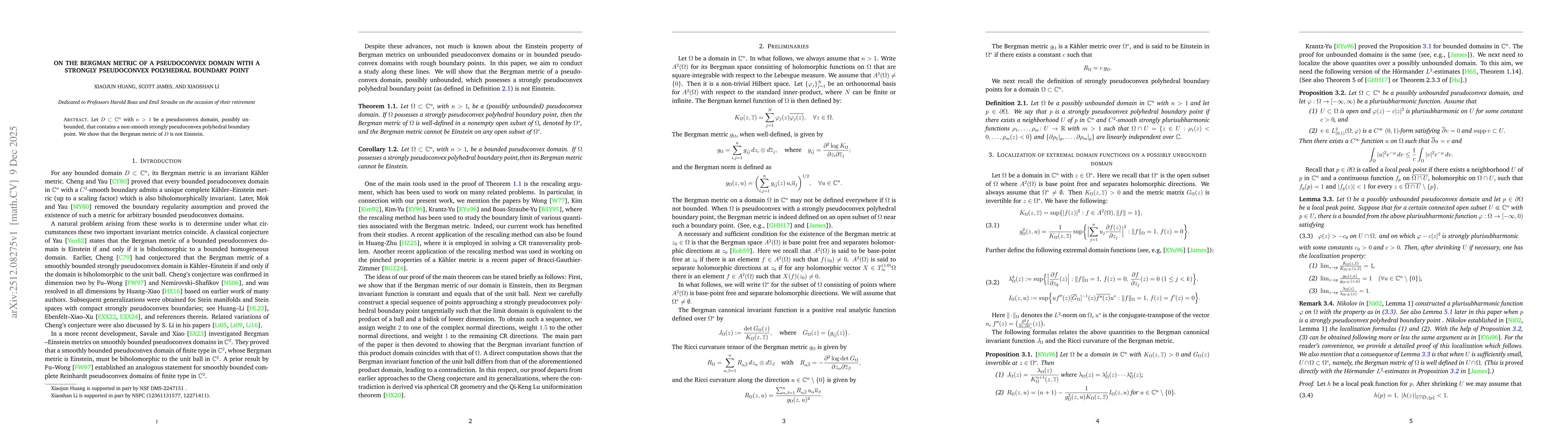 Thumbnail for On the Bergman metric of a pseudoconvex domain with a strongly pseudoconvex polyhedral boundary point